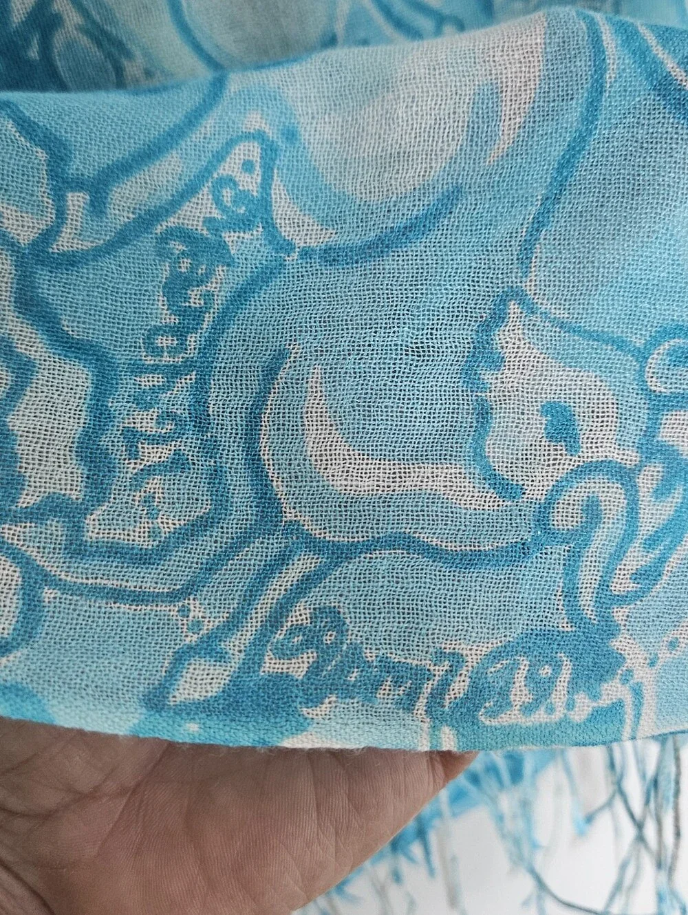 Lilly Pulitzer Murfee Scarf Silk Cashmere Aries Print Blue Green Cream 28×82